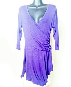 Thanth Rayon Women's Purple Tunic 3/4 Sleeve Med